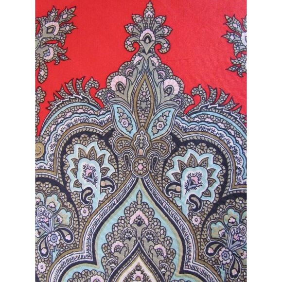 Vintage Liberty Of London Silk Scarf 23 x 23 in Pink Olive Fleur De Lis Red - Picture 14 of 16